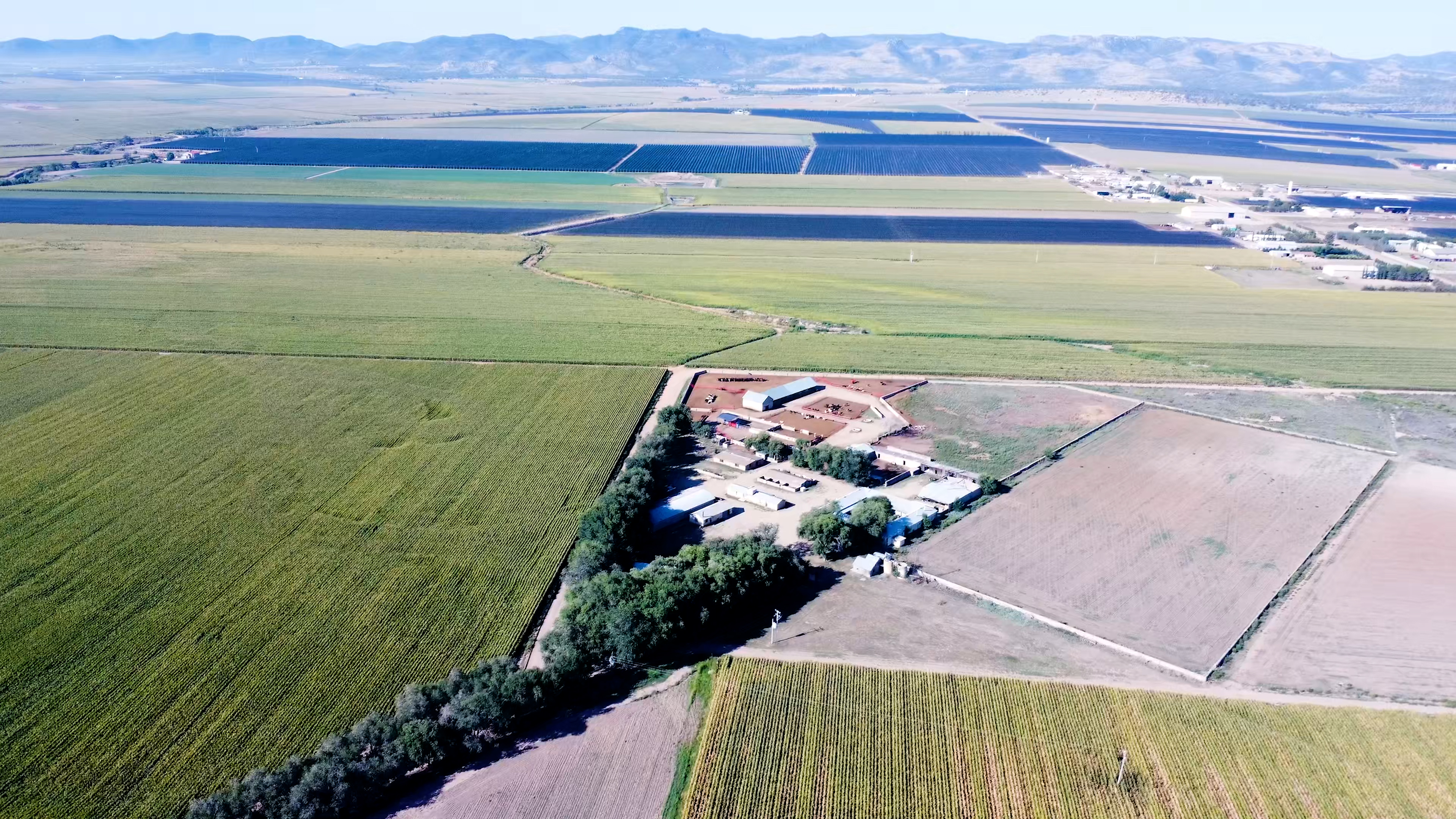 Drone shot of a ranch